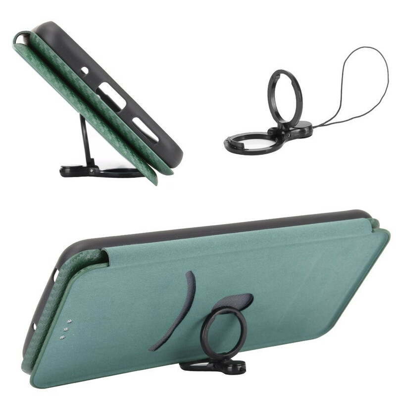 Tampa Flip Cover Samsung Galaxy A42 5G Fibra de Carbono