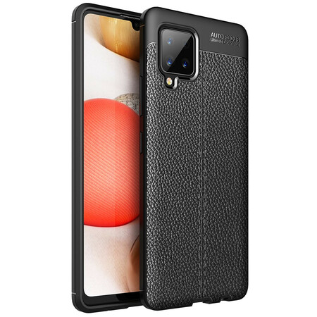 Samsung Galaxy A42 5G Capa de couro Lychee Efeito Lychee Linha Dupla