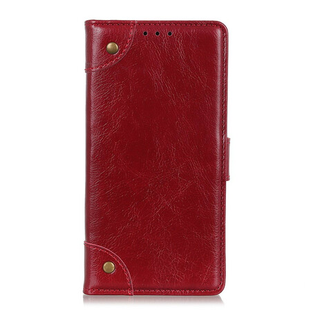 Revestimento Flip Cover Samsung Galaxy A42 5G Rebites de Couro Divididos