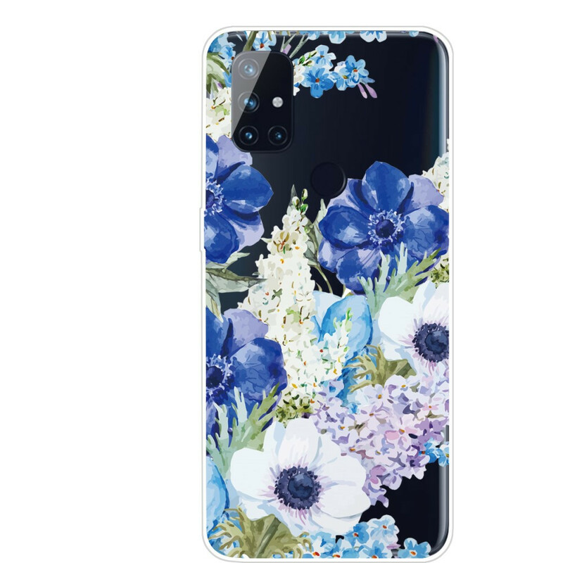OnePlus Nord N10 Capa de flor de aguarela transparente