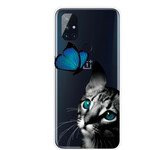 OnePlus Nord N10 Capa de gato e borboleta