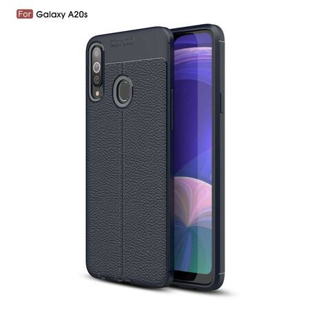 Samsung Galaxy A20s Capa de Couro Lychee Efeito Lychee Linha Dupla