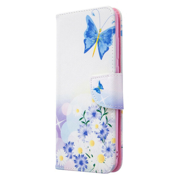 Samsung Galaxy M11 Case Butterflies e Flores Pintadas