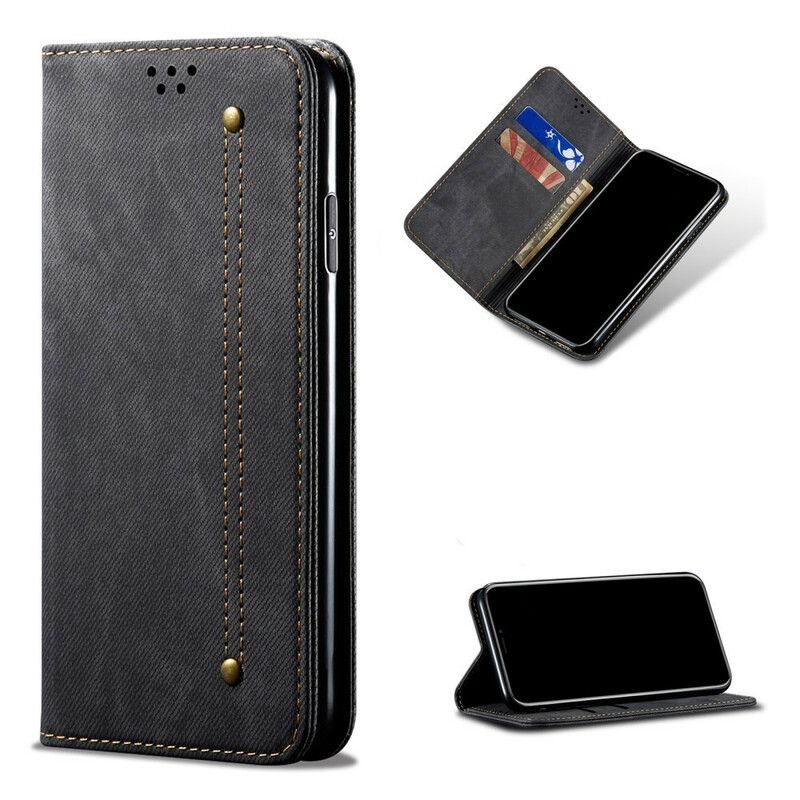 Capa Flip Cover OnePlus Nord N100 Leatherette Jeans Texture