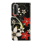 Capa Huawei P Smart 2021 Flores coloridas com cinta