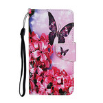 Capa Huawei P Smart 2021 Floral Butterflies Lanyard