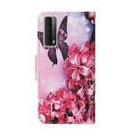 Capa Huawei P Smart 2021 Floral Butterflies Lanyard