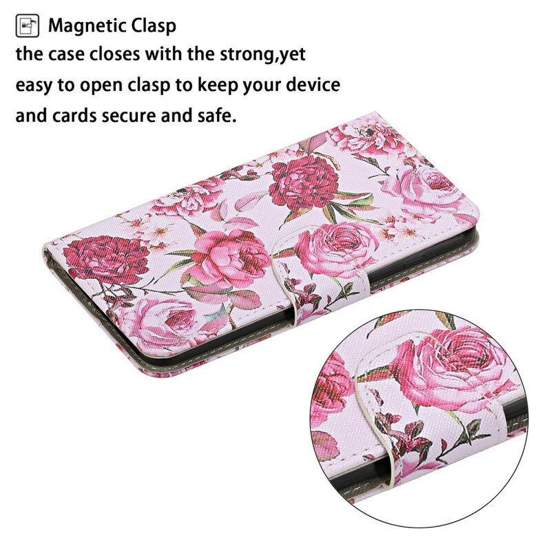 Capa inteligente Huawei P 2021 Magistral Flowers with Strap