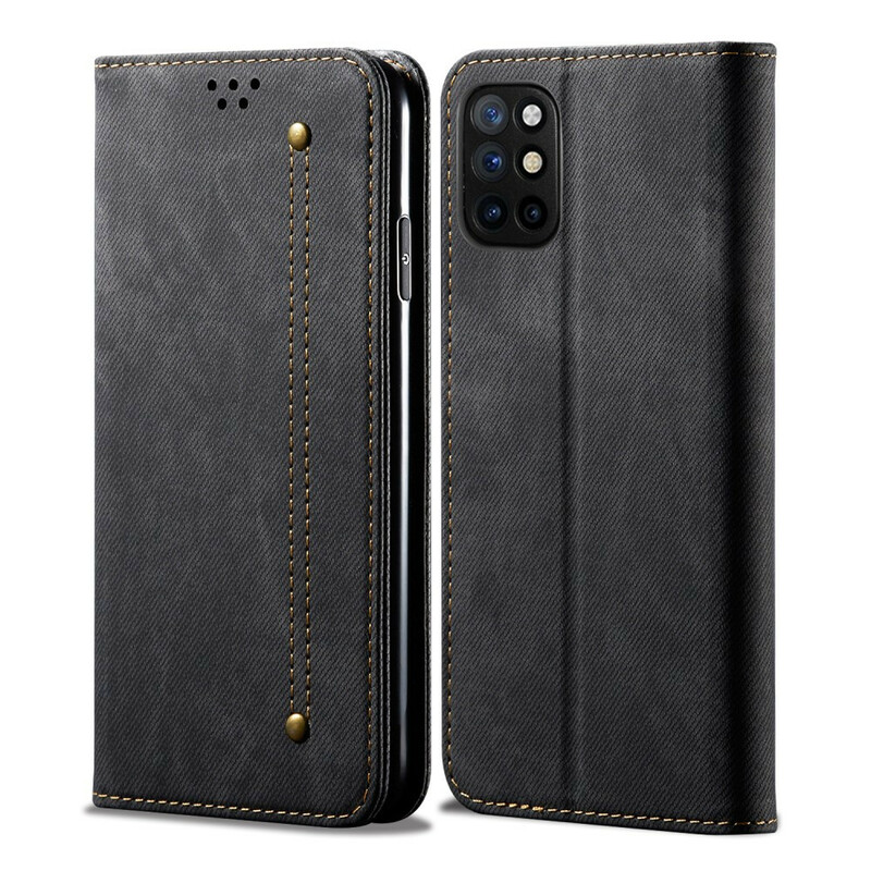 Capa Flip OnePlus 8T Textura de calças de ganga em pele