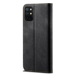 Capa Flip OnePlus 8T Textura de calças de ganga em pele