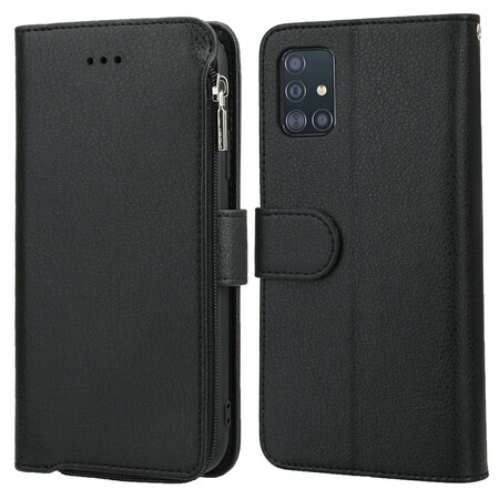 Samsung Galaxy A51 Capa de pele de microfibra com bolso com zíper