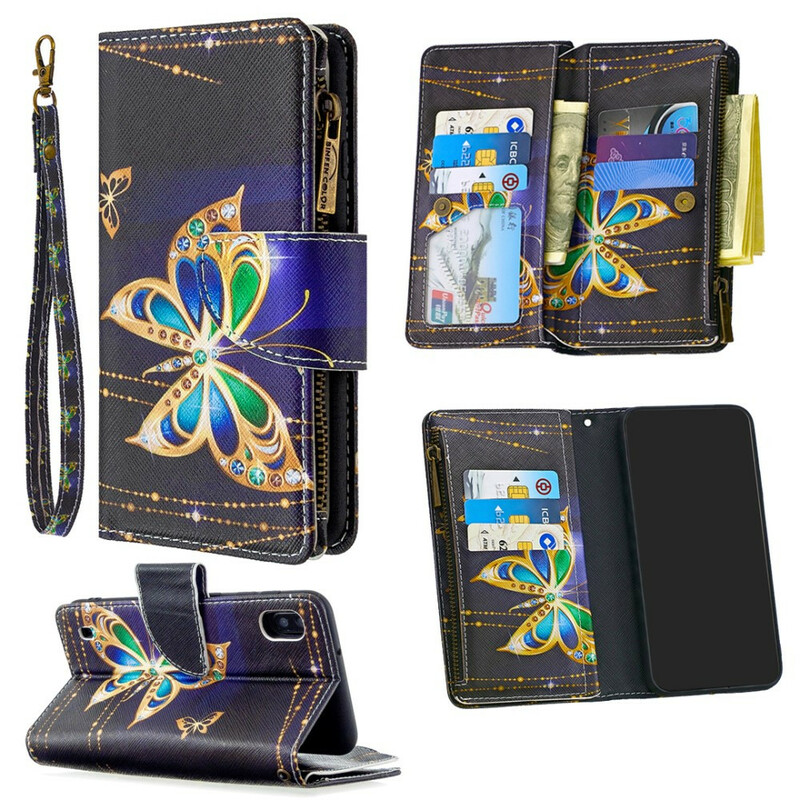 Samsung Galaxy A10 Capa de bolso com fecho de correr Royal Butterfly