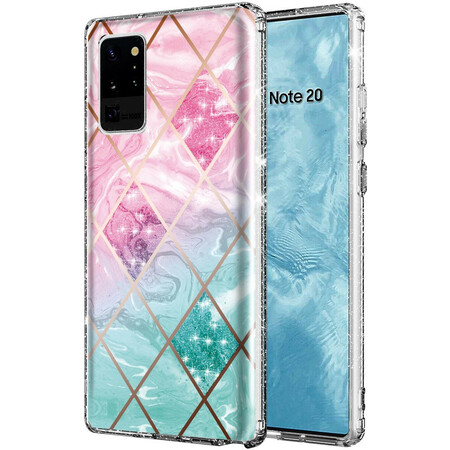Samsung Galaxy Note 20 Ultra Marble Glitter Tile Cover