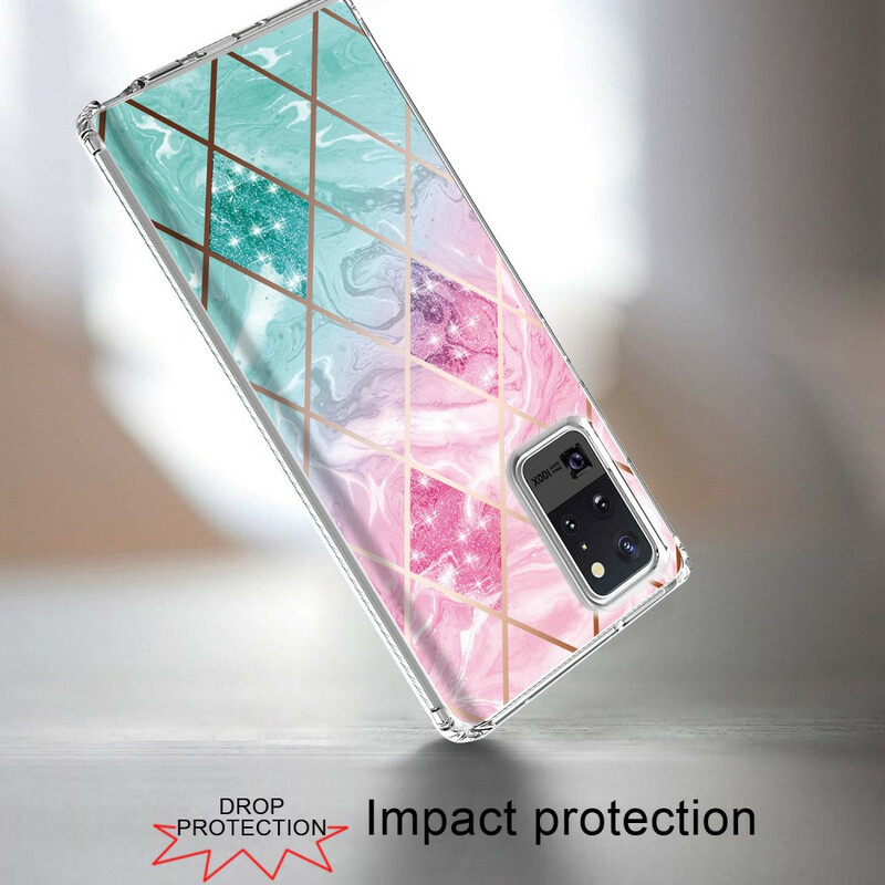 Samsung Galaxy Note 20 Ultra Marble Glitter Tile Cover
