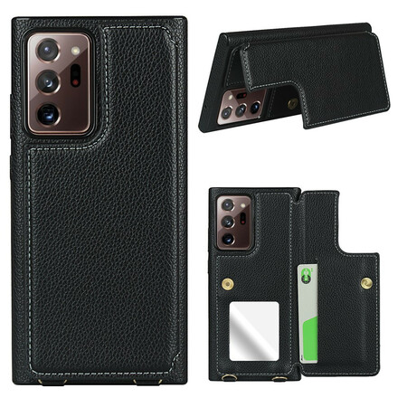 Samsung Galaxy Note 20 Porta-Cartão Litchi em Couro Ultra Leather