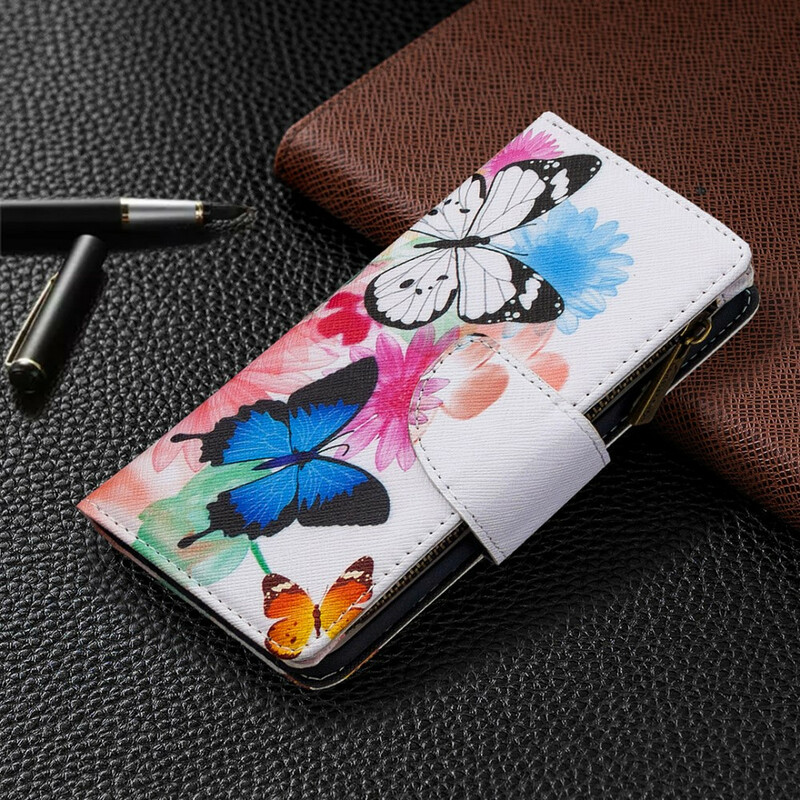 Capa Samsung Galaxy A51 com bolso com zíper Butterfly