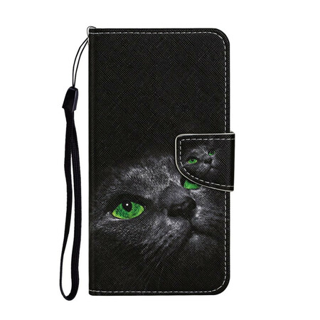 Samsung Galaxy A31 Capa de Gato de Olhos Verdes com CordÃ£o