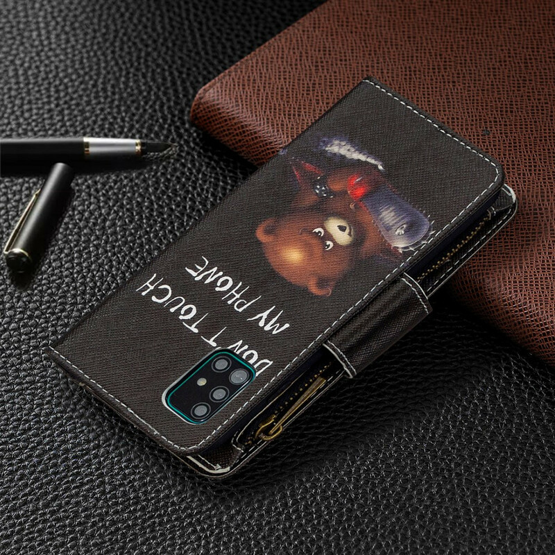 Capa Samsung Galaxy A51 com Urso de Bolso com Fecho