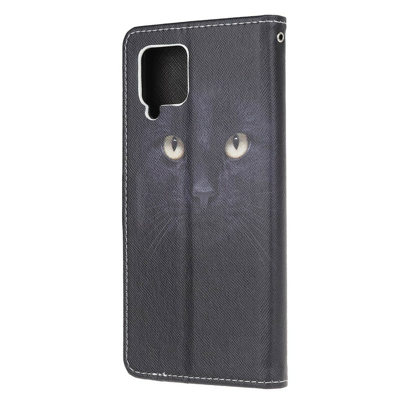 Samsung Galaxy A12 Black Cat Eye Strap Case