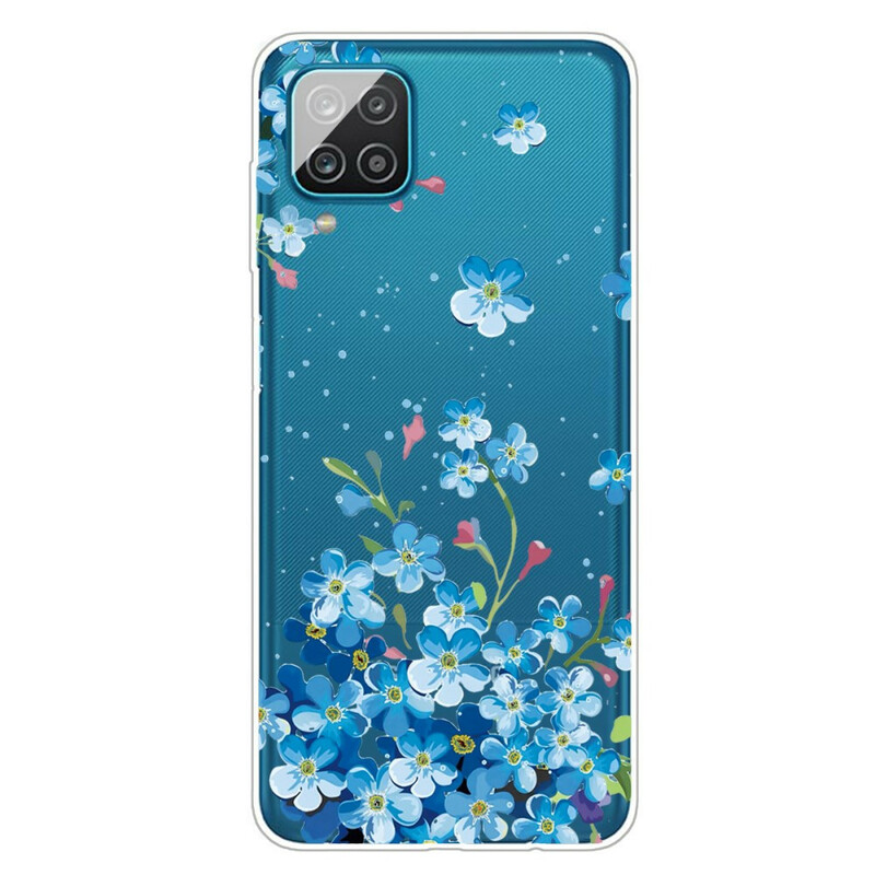 Capa Samsung Galaxy A12 Blue Flowers