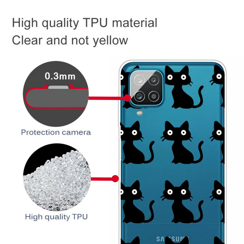 Samsung Galaxy A12 Cover Multiple Black Cats