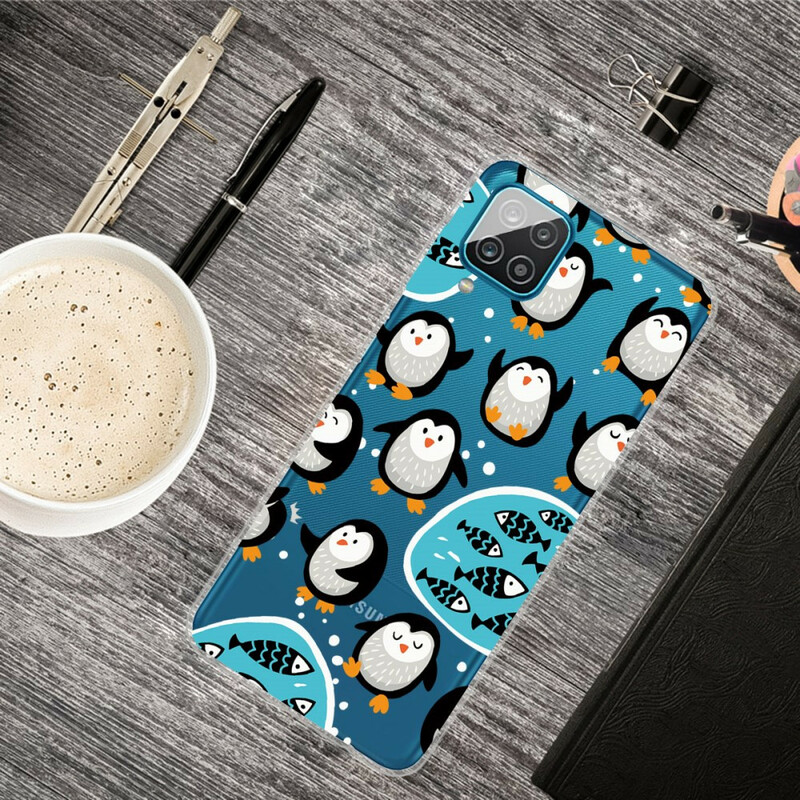 Capa Samsung Galaxy A12 Pinguins e Peixes
