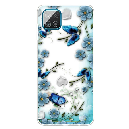 Samsung Galaxy A12 Clear Case Butterflies e Flowers Retro