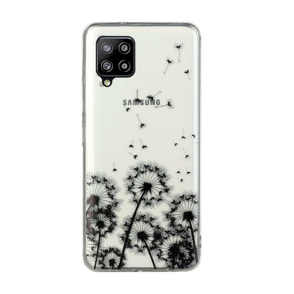 Samsung Galaxy A12 Clear Case Black Dandelion