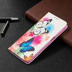 Capa Flip Cover Samsung Galaxy A12 Butterflies coloridas