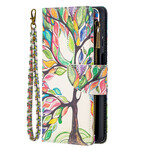 Capa de bolso Samsung Galaxy A12 Zipper Pocket Tree