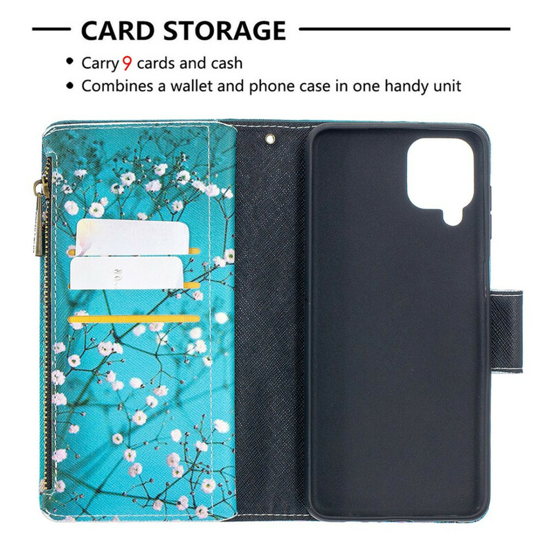 Capa de bolso Samsung Galaxy A12 Zipper Pocket Tree Capa de bolso Samsung Galaxy A12 Zipper Pocket Tree