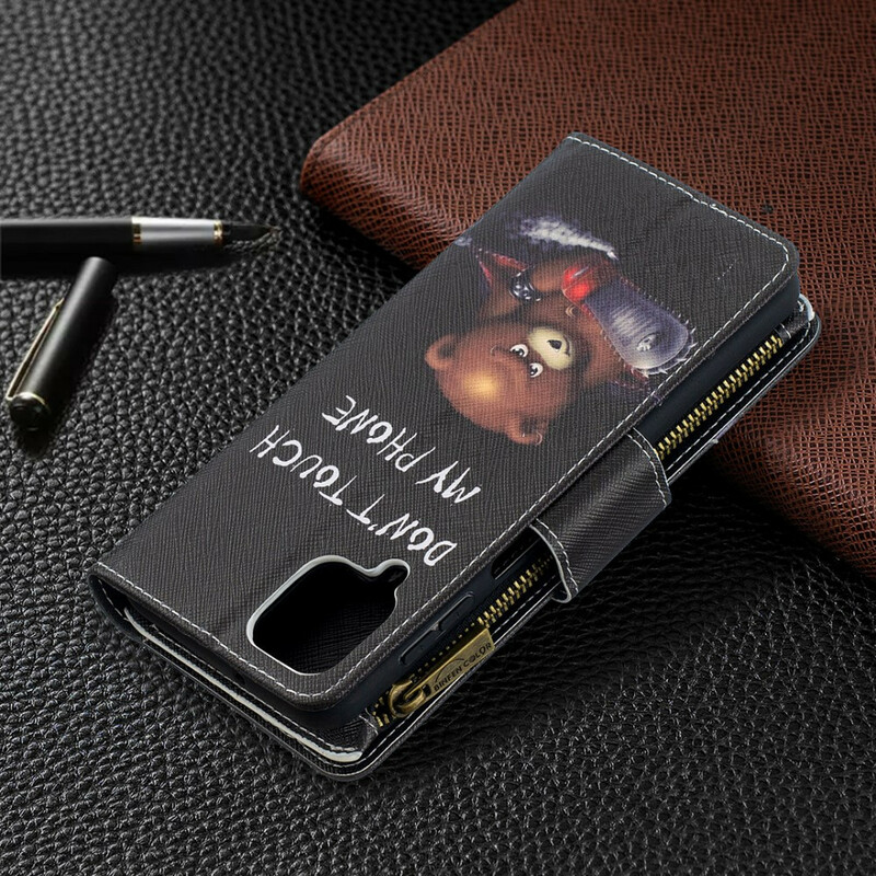 Capa Samsung Galaxy A12 com Urso de Bolso com Fecho