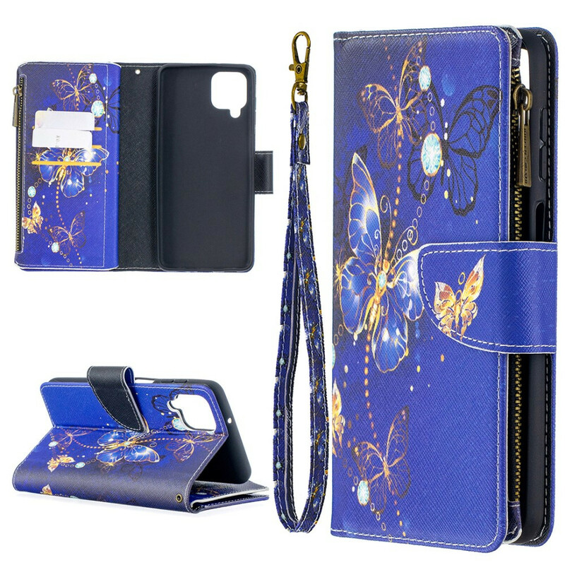 Samsung Galaxy A12 Capa de Bolso com Fecho de Carcaça Butterflies