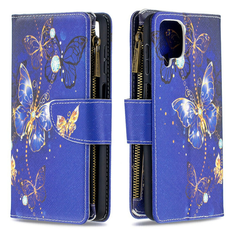 Capa Samsung Galaxy A12 com bolso com zíper Butterfly