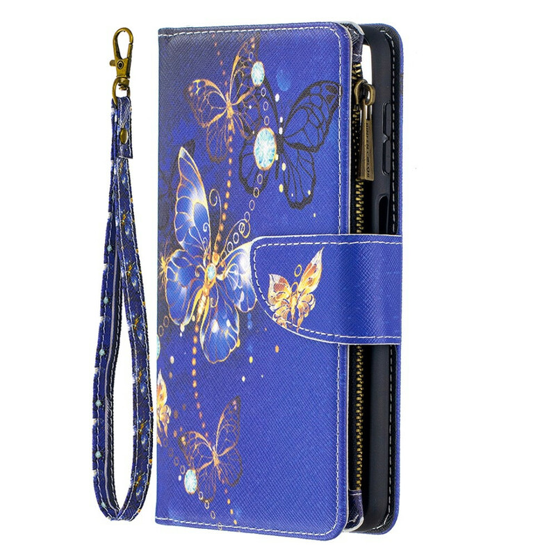 Capa Samsung Galaxy A12 com bolso com zíper Butterfly