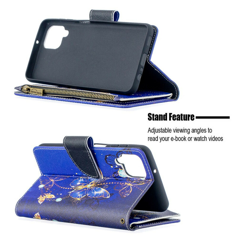 Capa Samsung Galaxy A12 com bolso com zíper Butterfly