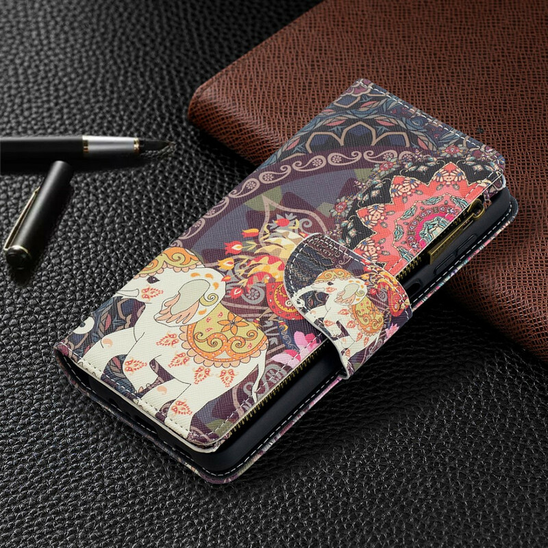 Capa de bolso Samsung Galaxy A12 Zipped Pocket Elephant