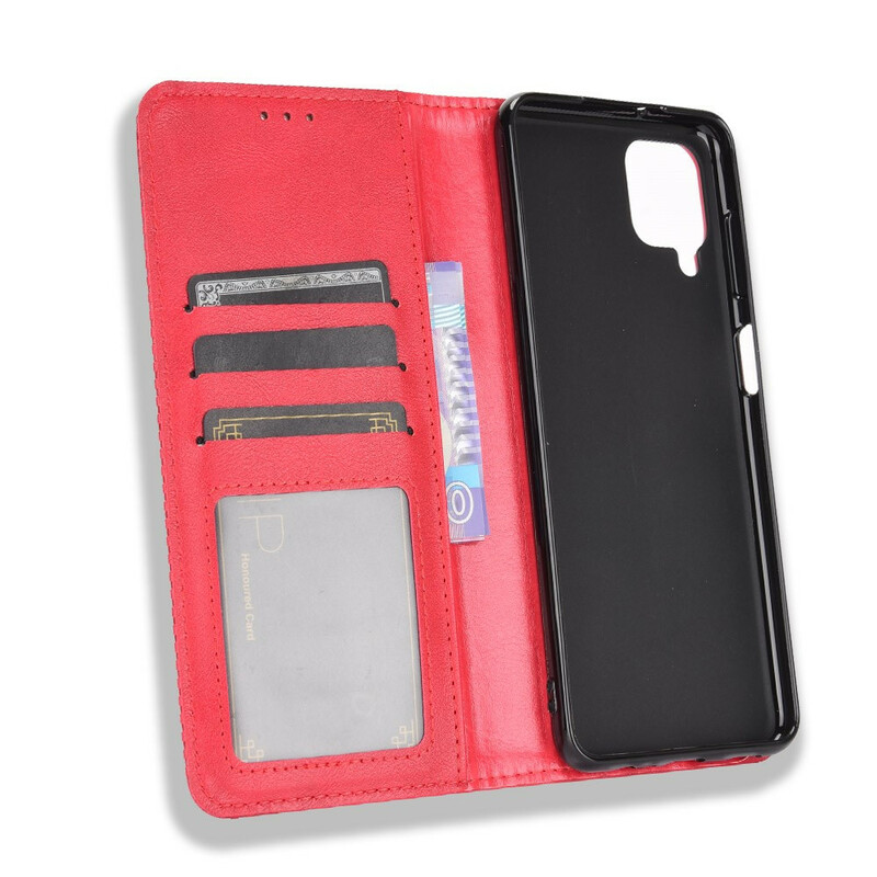 Capa Flip Cover Samsung Galaxy A12 Leather Effect Vintage Vintage Stylish
