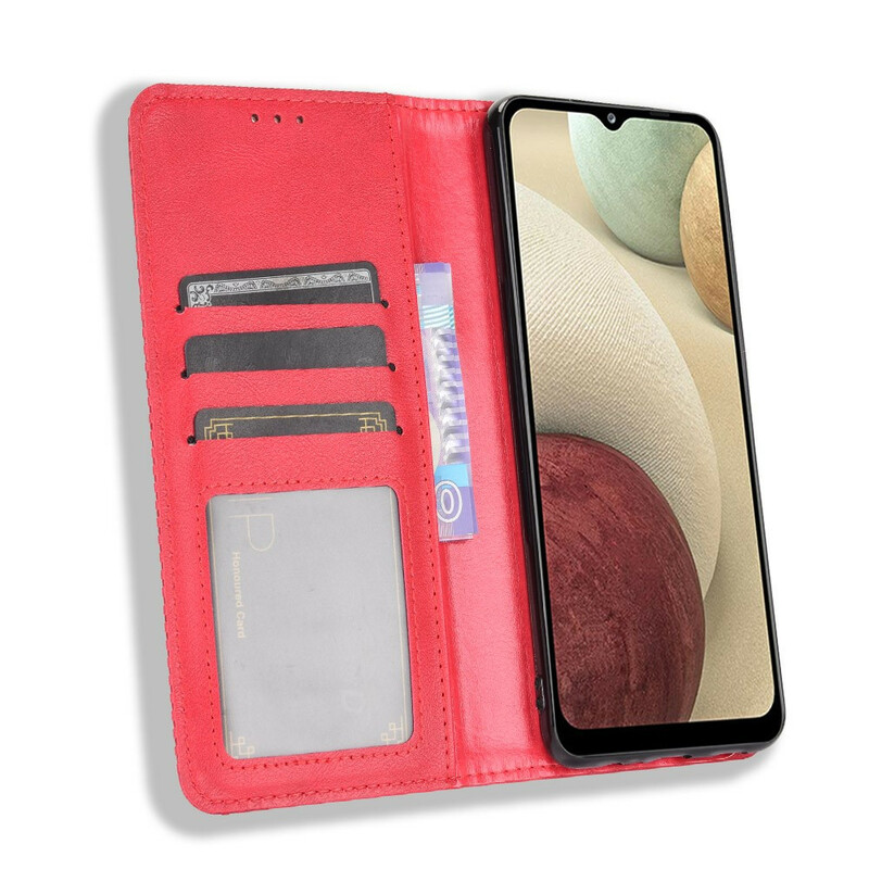Capa Flip Cover Samsung Galaxy A12 Leather Effect Vintage Vintage Stylish