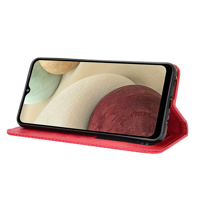 Capa Flip Cover Samsung Galaxy A12 Leather Effect Vintage Vintage Stylish