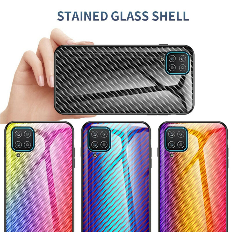 Samsung Galaxy A12 Capa de vidro temperado em fibra de carbono