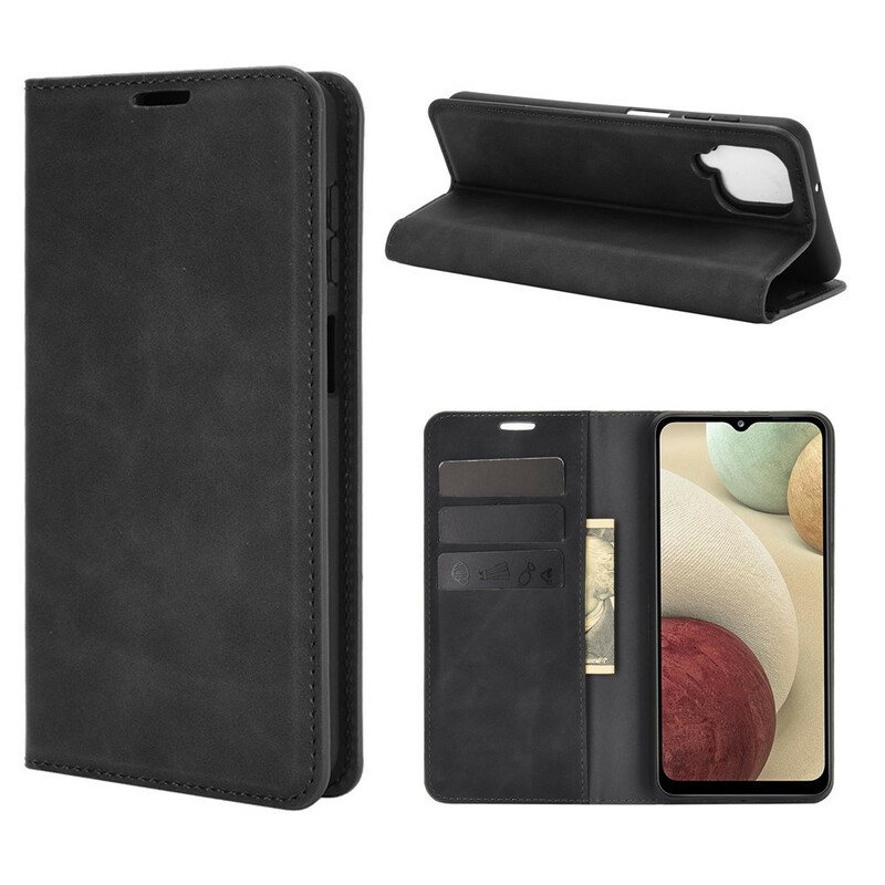 Capa Flip Cover Samsung Galaxy A12 Efeito Couro Mole Capa Flip Cover Samsung Galaxy A12 Efeito Couro Mole