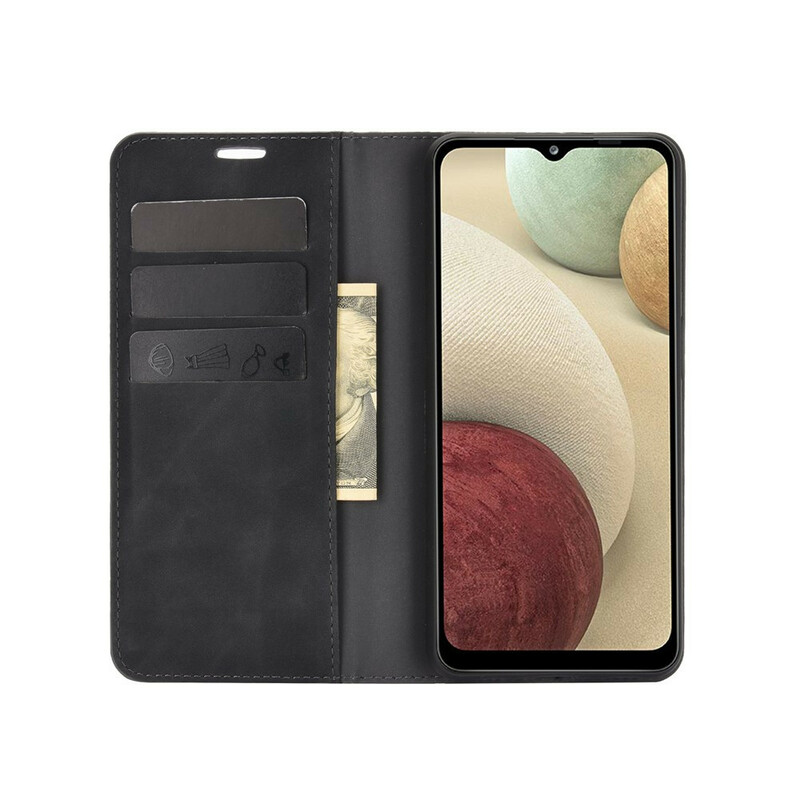 Capa Flip Cover Samsung Galaxy A12 Efeito Couro Mole Capa Flip Cover Samsung Galaxy A12 Efeito Couro Mole