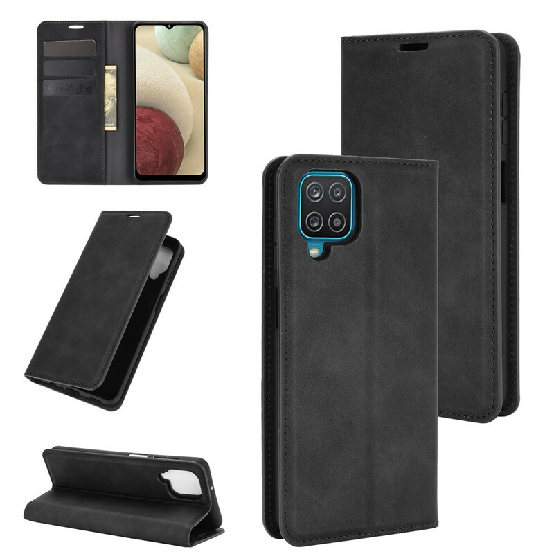 Capa Flip Cover Samsung Galaxy A12 Efeito Couro Mole Capa Flip Cover Samsung Galaxy A12 Efeito Couro Mole