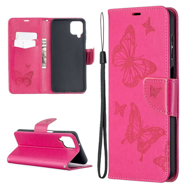 Samsung Galaxy A12 Case Butterflies in Flight with Strap
