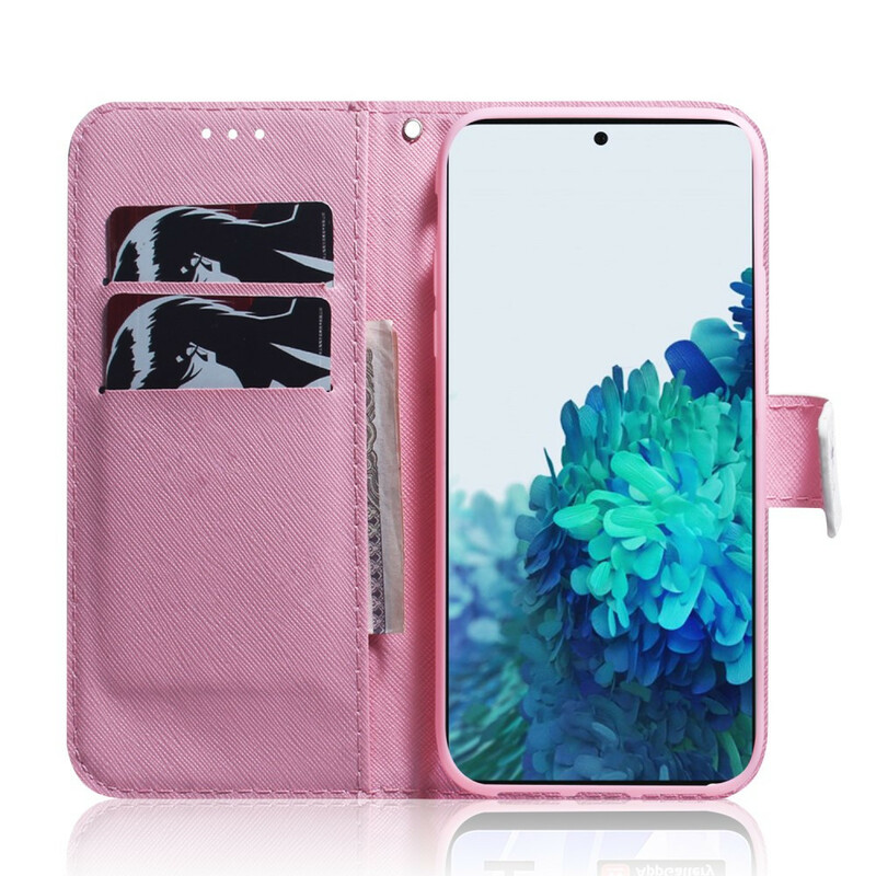 Samsung Galaxy S21 5G Capa floral cor-de-rosa antigo