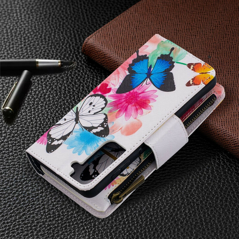 Samsung Galaxy S21 5G Capa de Bolso com Fecho de Carcaça Butterflies