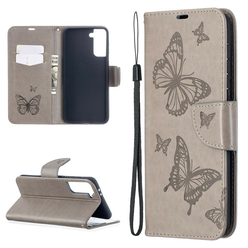 Samsung Galaxy S21 Plus 5G Case Butterflies e Oblíquo Flap