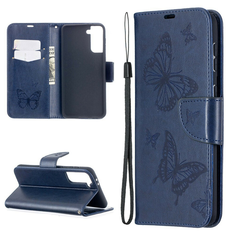 Samsung Galaxy S21 Plus 5G Case Butterflies e Oblíquo Flap