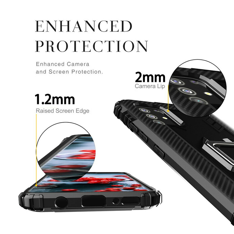 Samsung Galaxy M51 Anel e capa de fibra de carbono